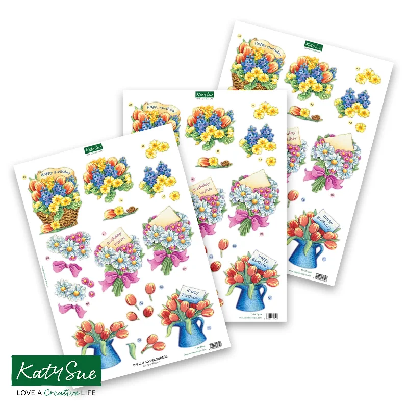 Die Cut Decoupage – Birthday Flower (pack of 3)