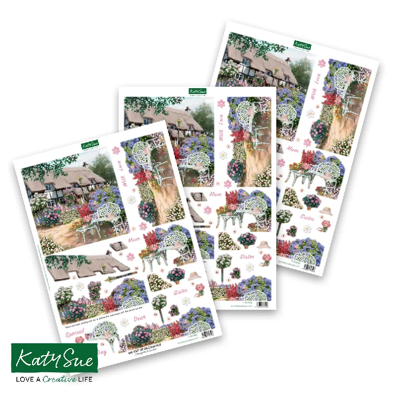 Die Cut Decoupage – Cottage Patio Garden (pack of 3)