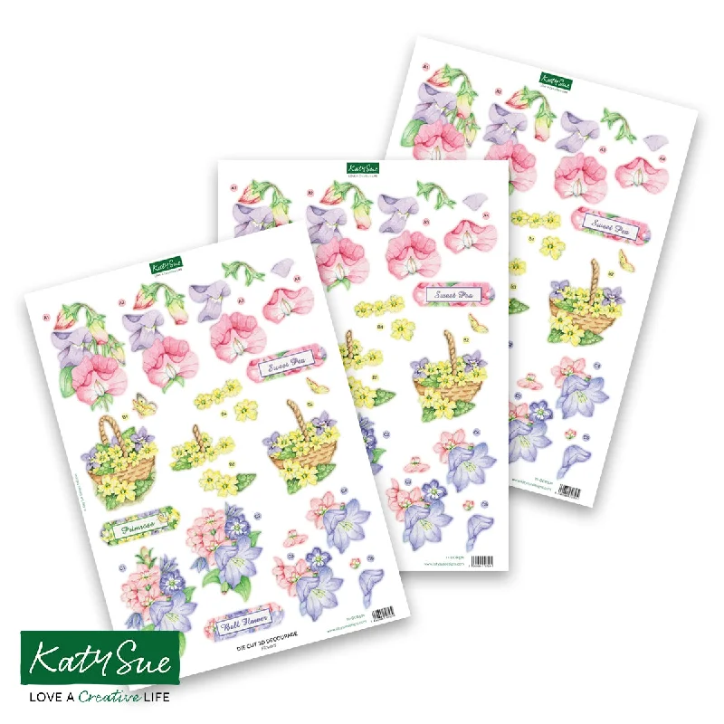 Die Cut Decoupage – Flowers (pack of 3)