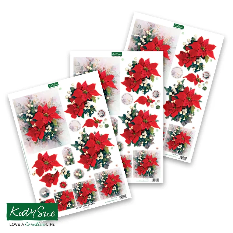 Die Cut Decoupage – Poinsettias (pack of 3)