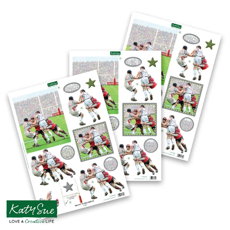 Die Cut Decoupage – Rugby (pack of 3)