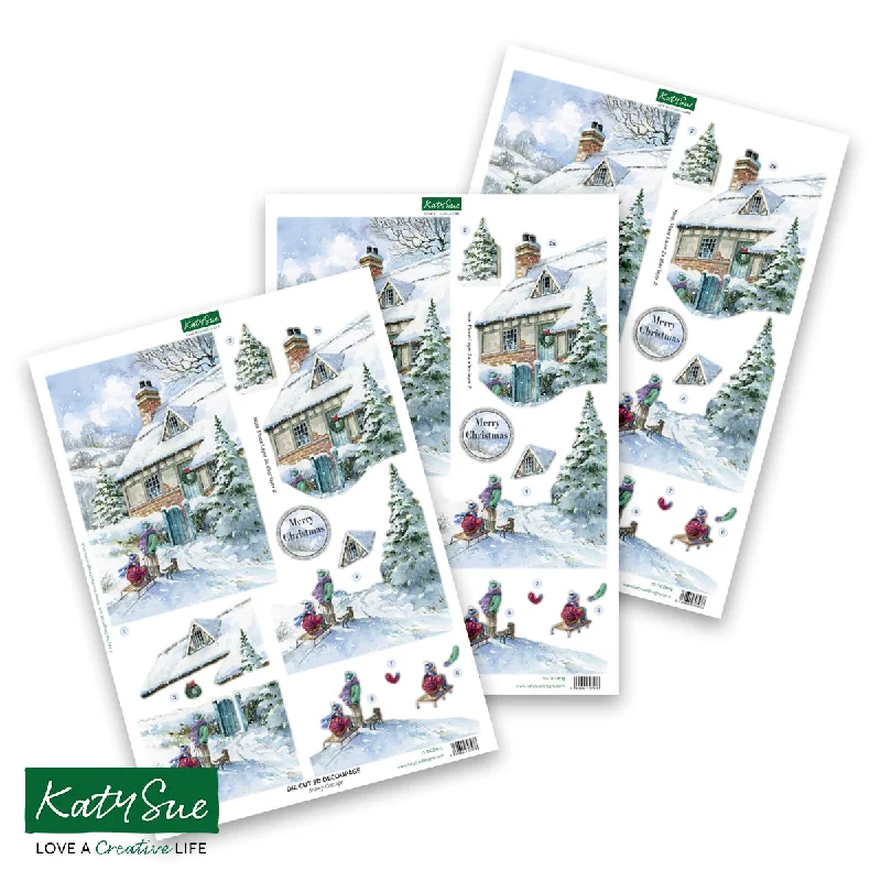 Die Cut Decoupage – Snowy Cottage (pack of 3)